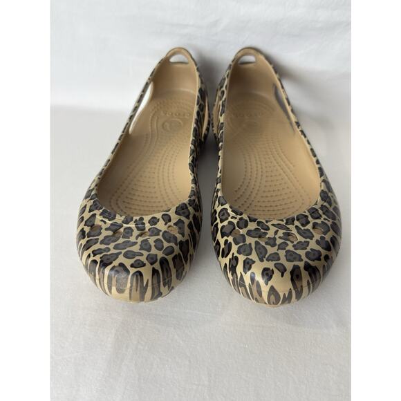 Crocs Kadee Animal Print Cheetah Leopard Women’s 8 Ballet Shoes Slip On - Picture 3 of 11